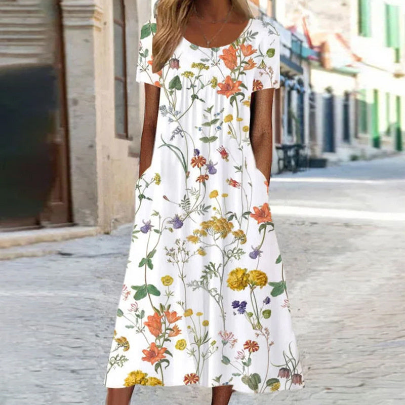 Isabella - Boho Floral Dress With Tummy Cover