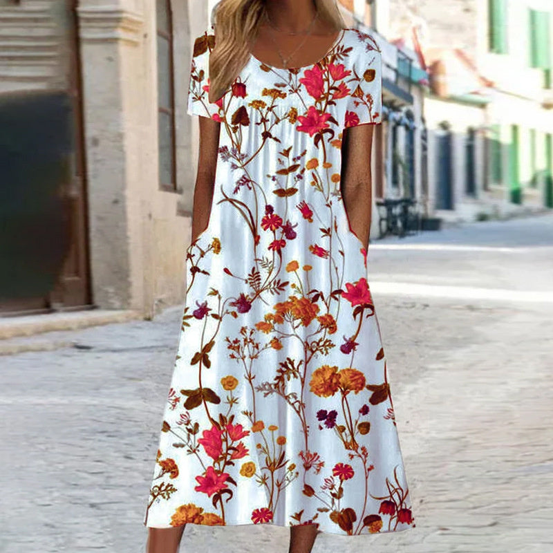 Isabella - Boho Floral Dress With Tummy Cover