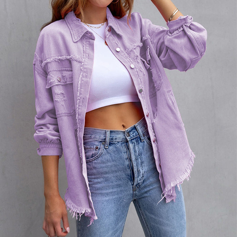 Alicia | Ripped Oversized Denim Jacket