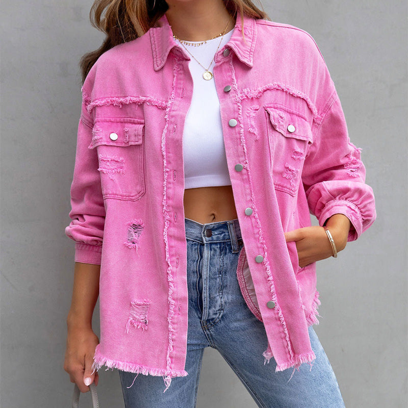 Alicia | Ripped Oversized Denim Jacket