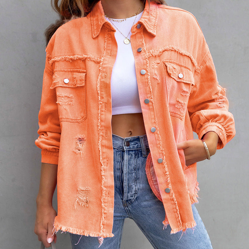 Alicia | Ripped Oversized Denim Jacket