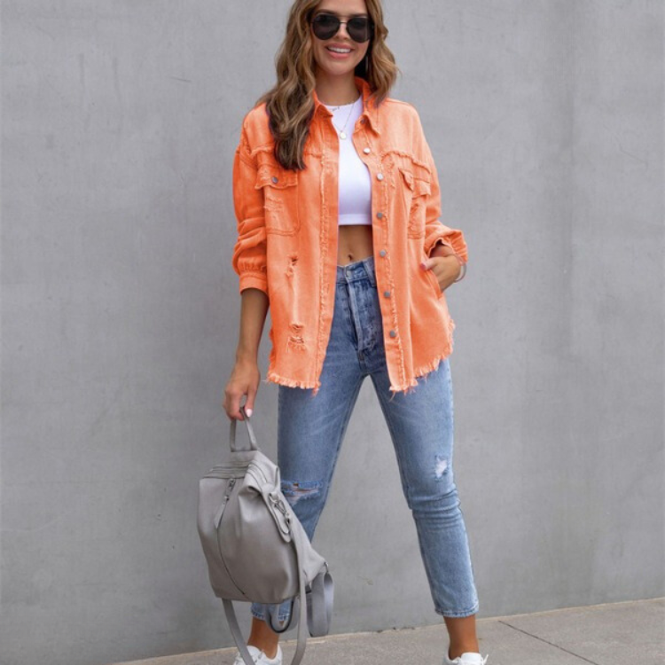 Alicia | Ripped Oversized Denim Jacket