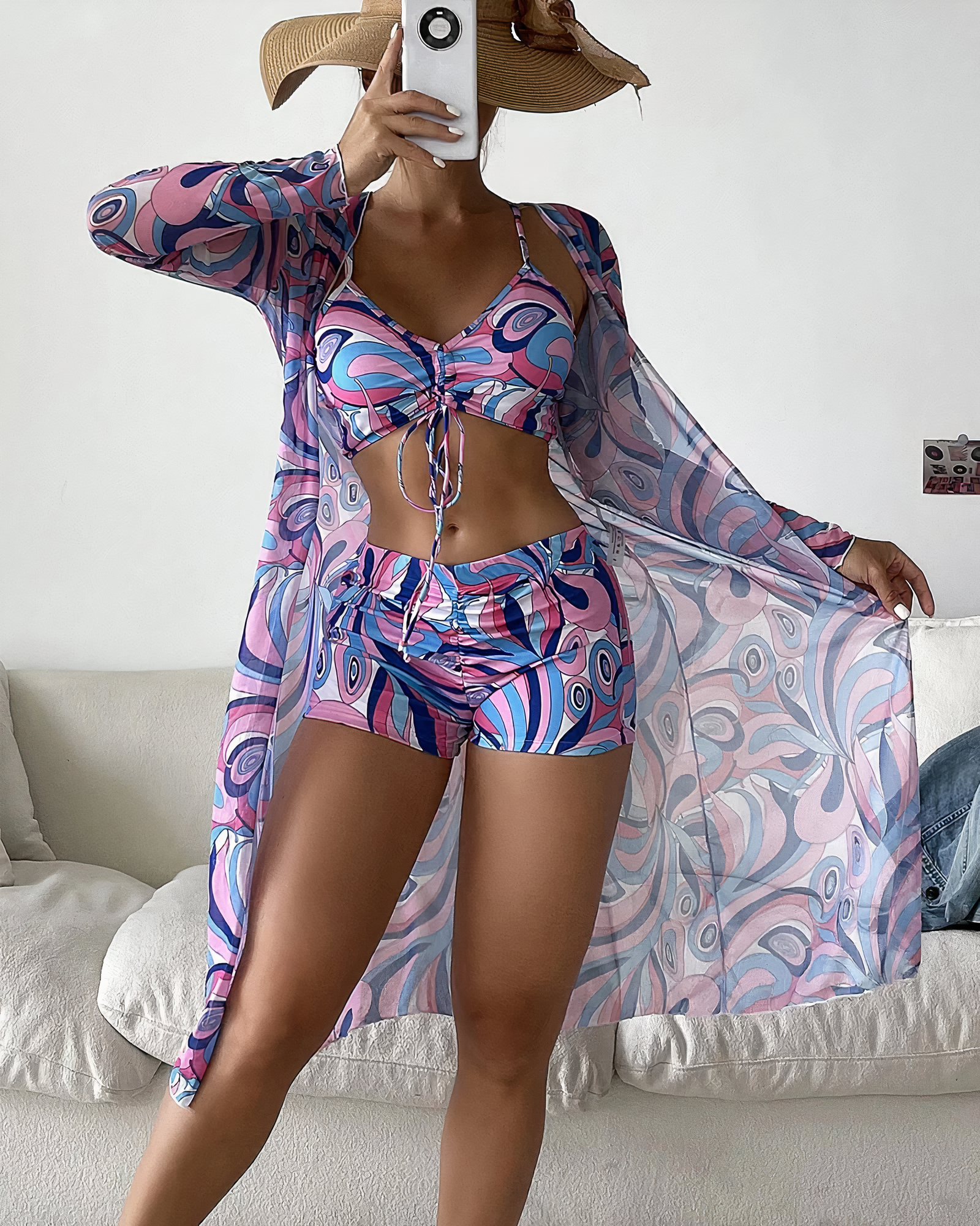 Amalfi™ - High-Waist Bikini Set with Cover-Up