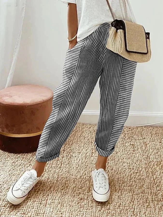 Carlotta | Striped Cotton Trousers