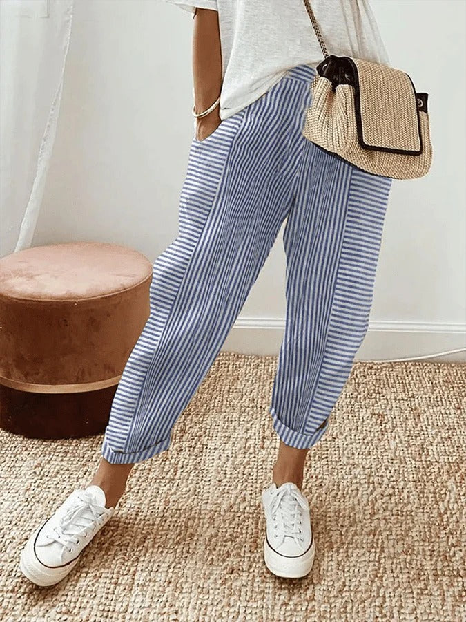 Carlotta | Striped Cotton Trousers