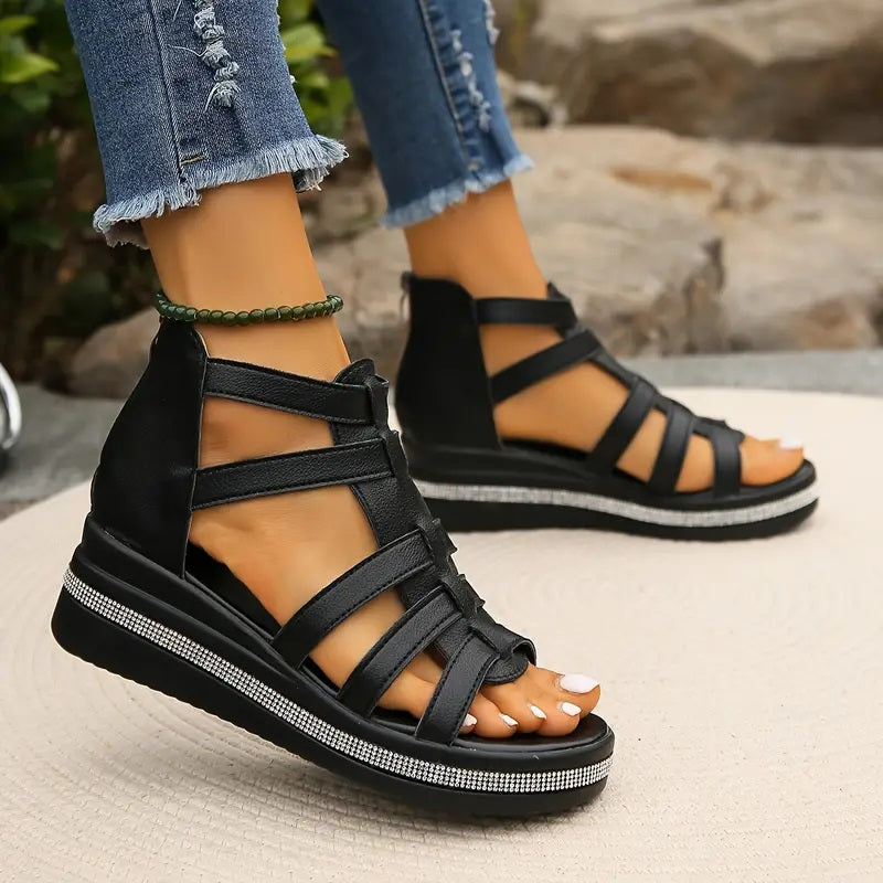 Chloe | Elegant Leather Wedge Sandals