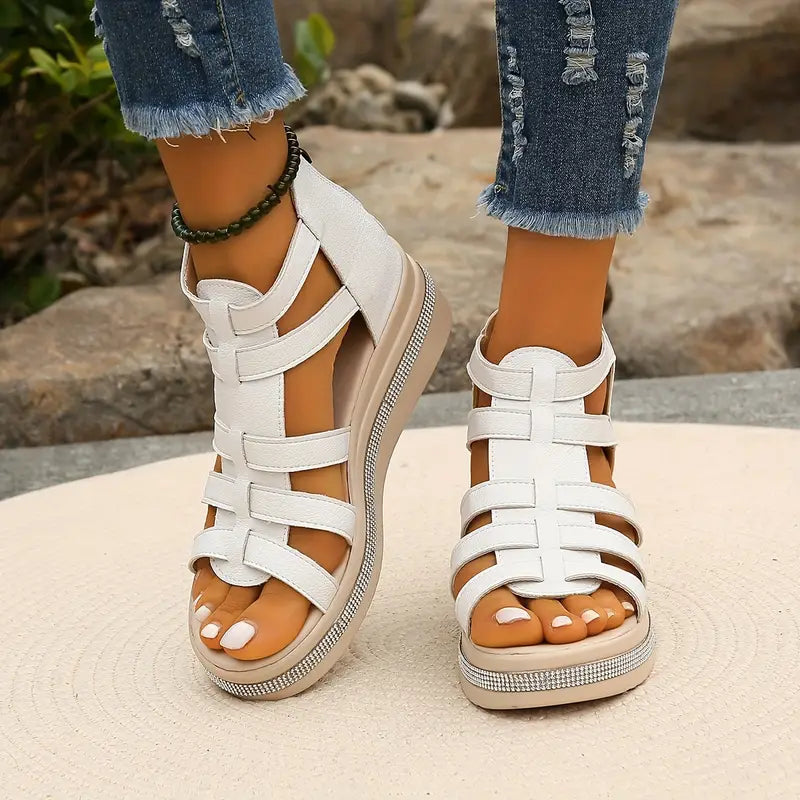 Chloe | Elegant Leather Wedge Sandals