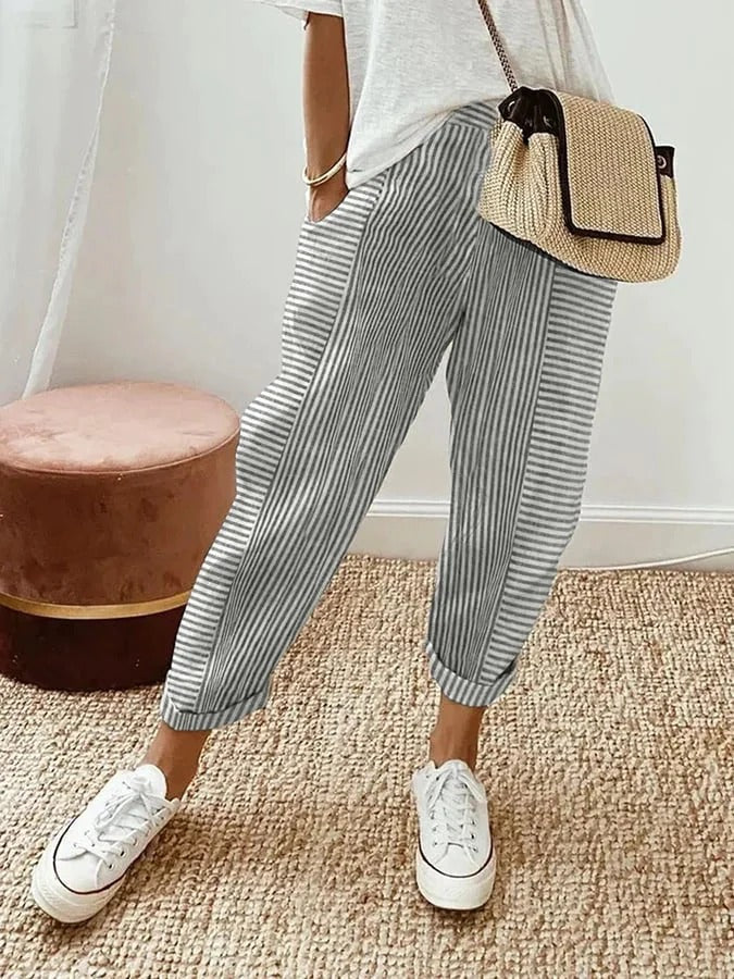 Carlotta | Striped Cotton Trousers