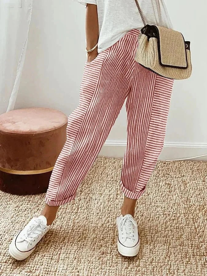 Carlotta | Striped Cotton Trousers